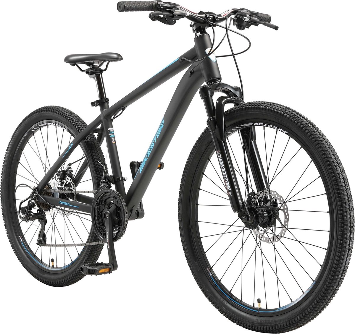 bikestar 26 inch 21 speed hardtail sport mtb zwart blauw