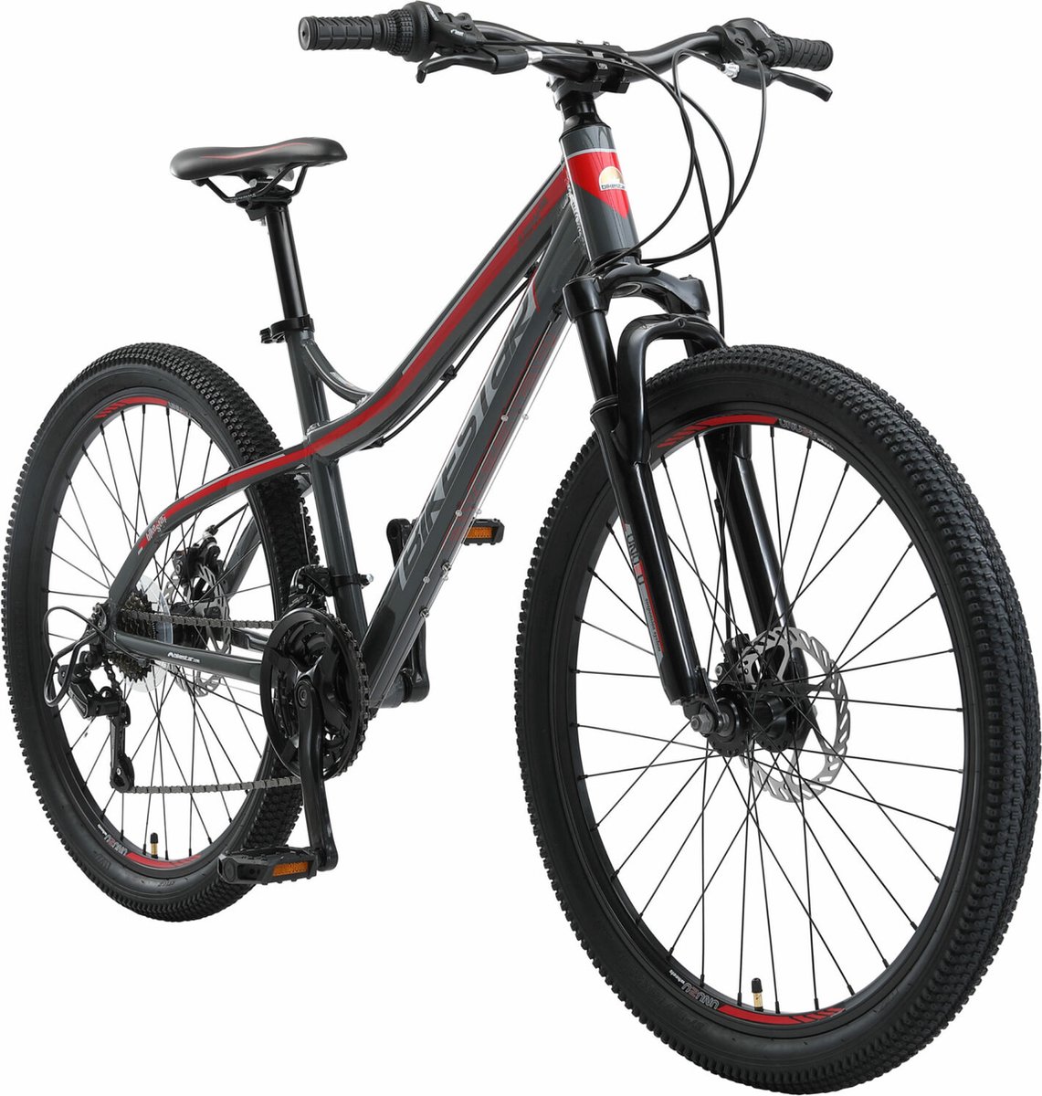 bikestar 26 inch hardtail alu mtb 21 speed grijs rood