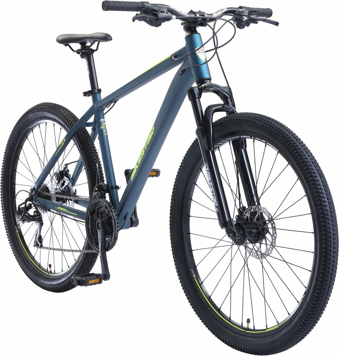 bikestar 27 5 inch 21 speed hardtail sport mtb blauw geel