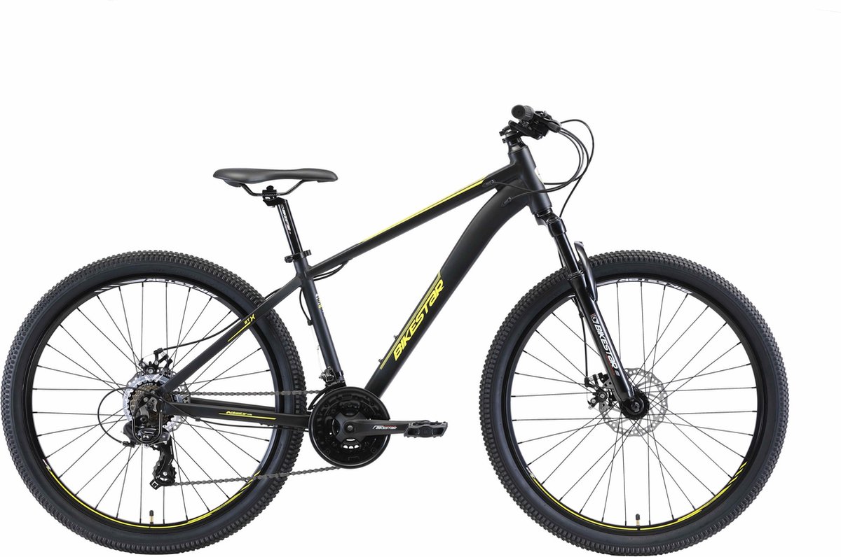 bikestar 27 5 inch 21 speed hardtail sport mtb zwart geel