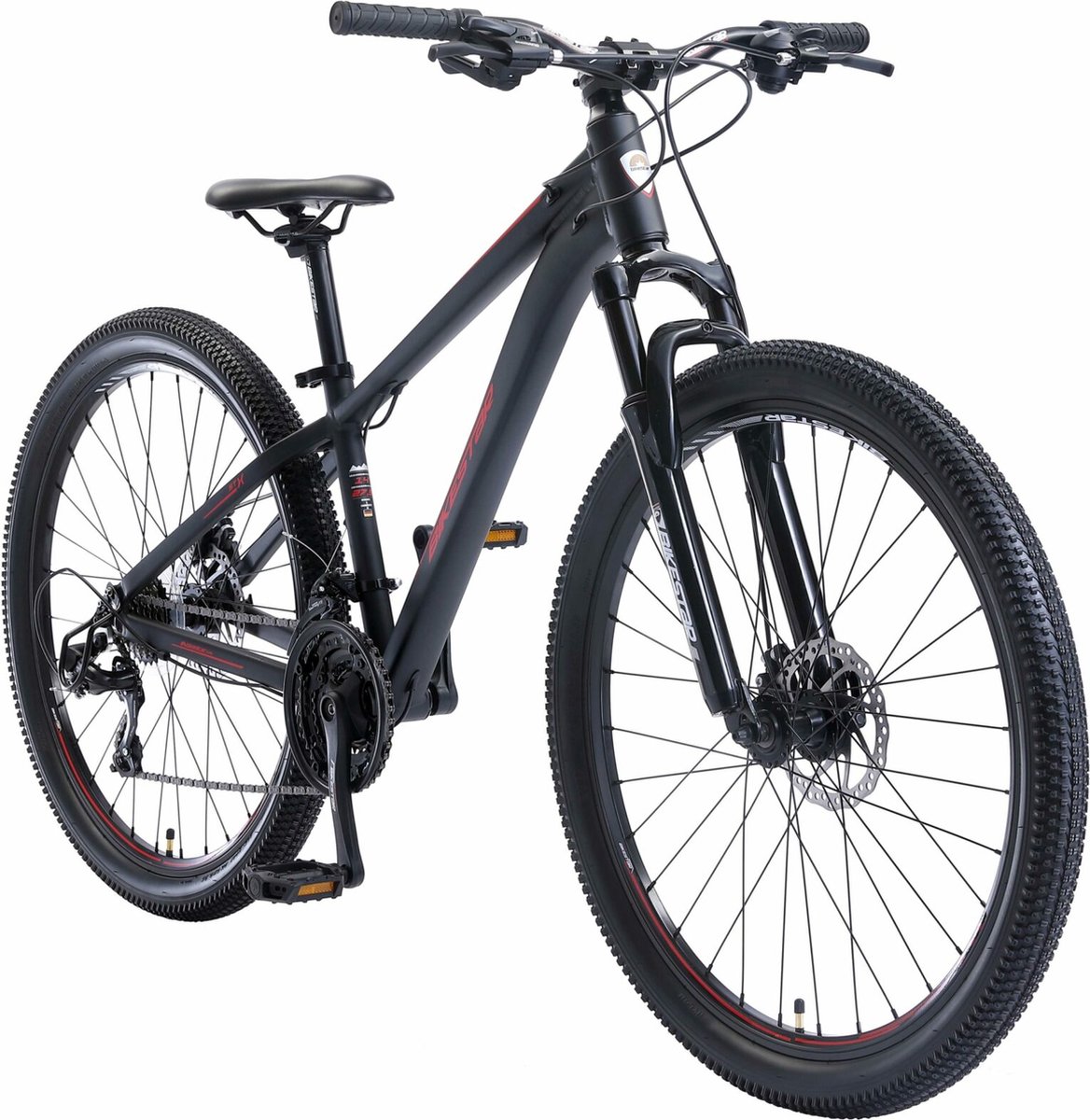 bikestar 27 5 inch 21 speed hardtail sport mtb zwart rood