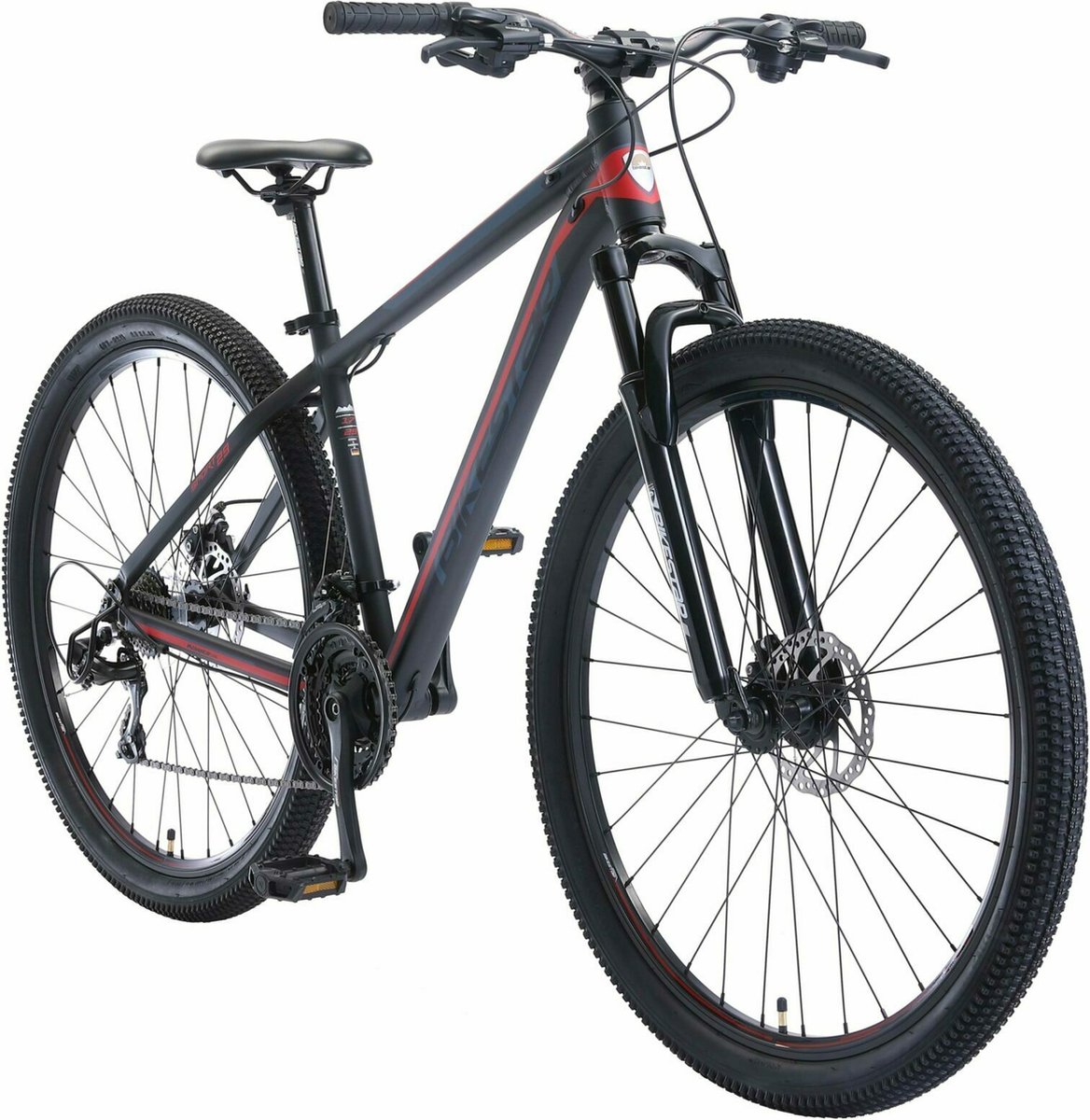 bikestar 29 inch 21 speed hardtail sport mtb zwart rood