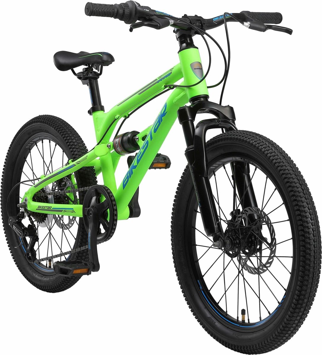 bikestar alu mtb fully 7 speed 20 inch groen