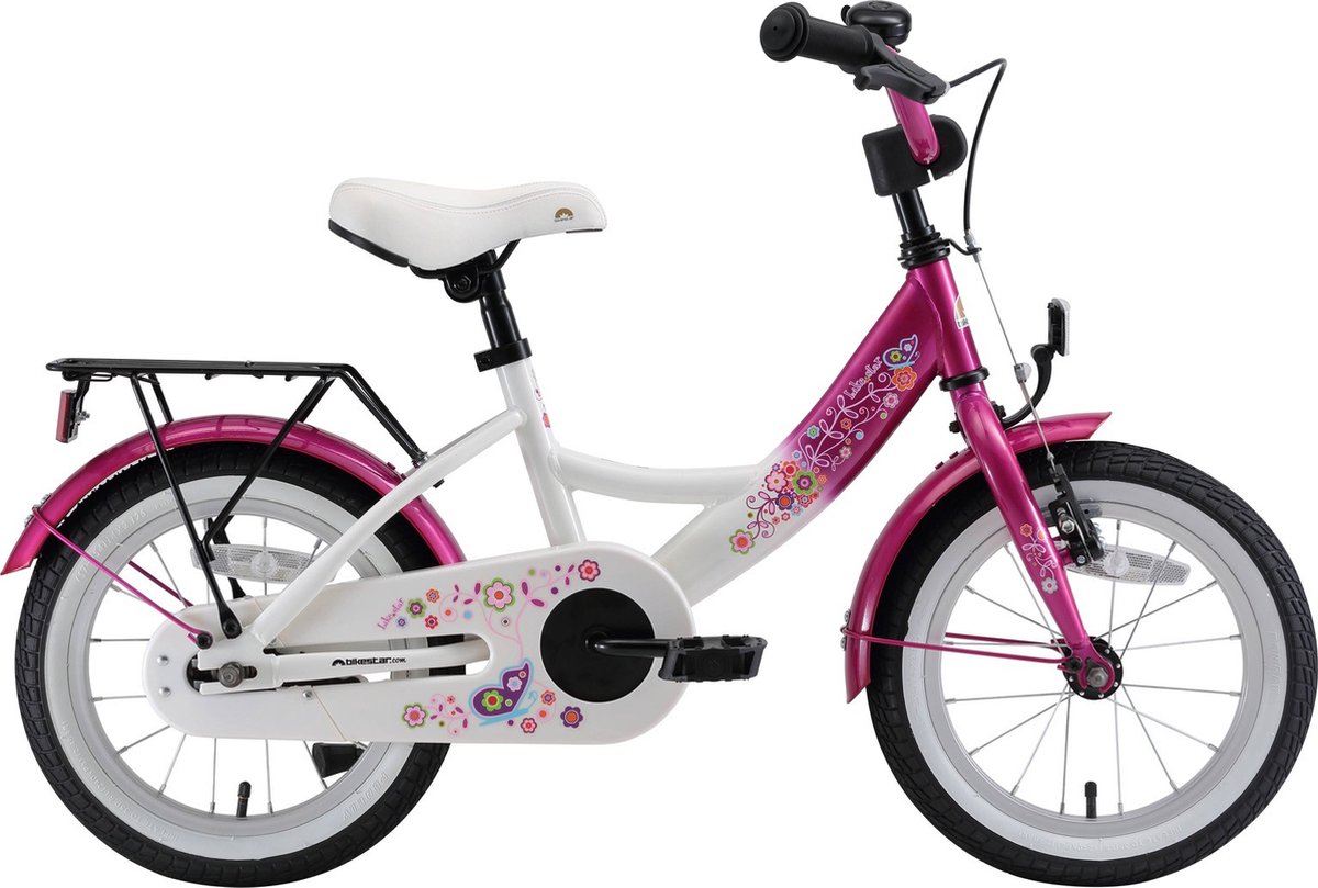 bikestar kinderfiets classic 14 inch wit roze