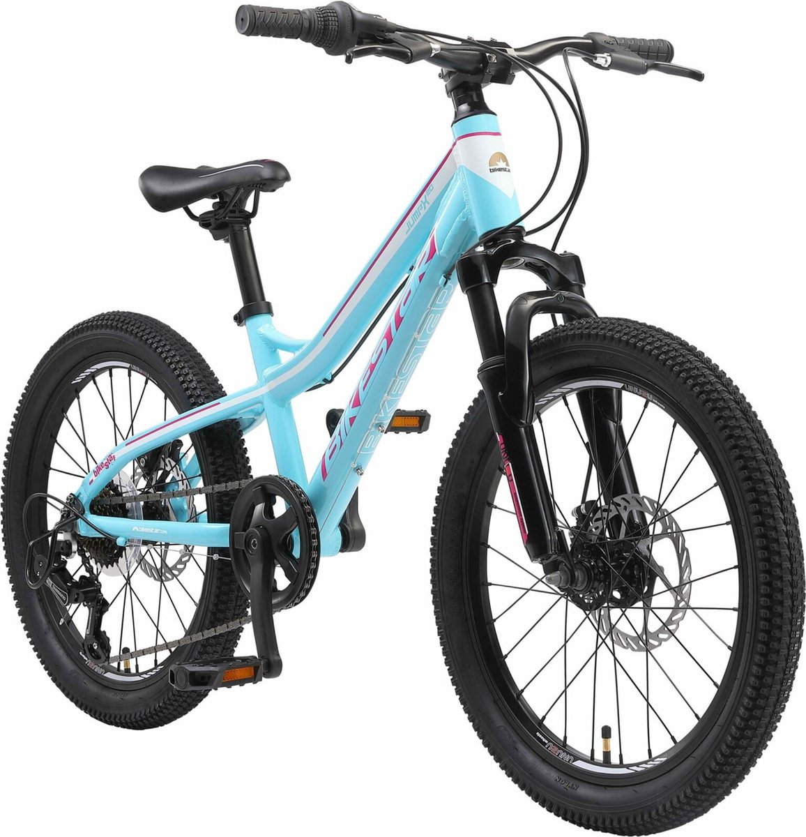 bikestar kinderfiets mtb 7speed 20inch turquoise wit