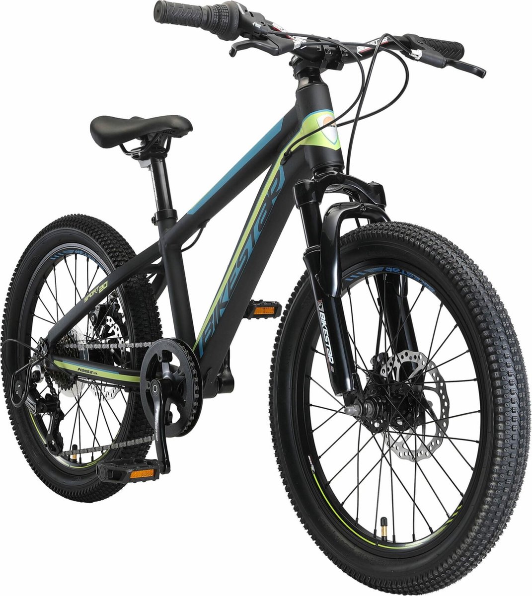 bikestar kinderfiets mtb sport 7speed 20inch zwart groen