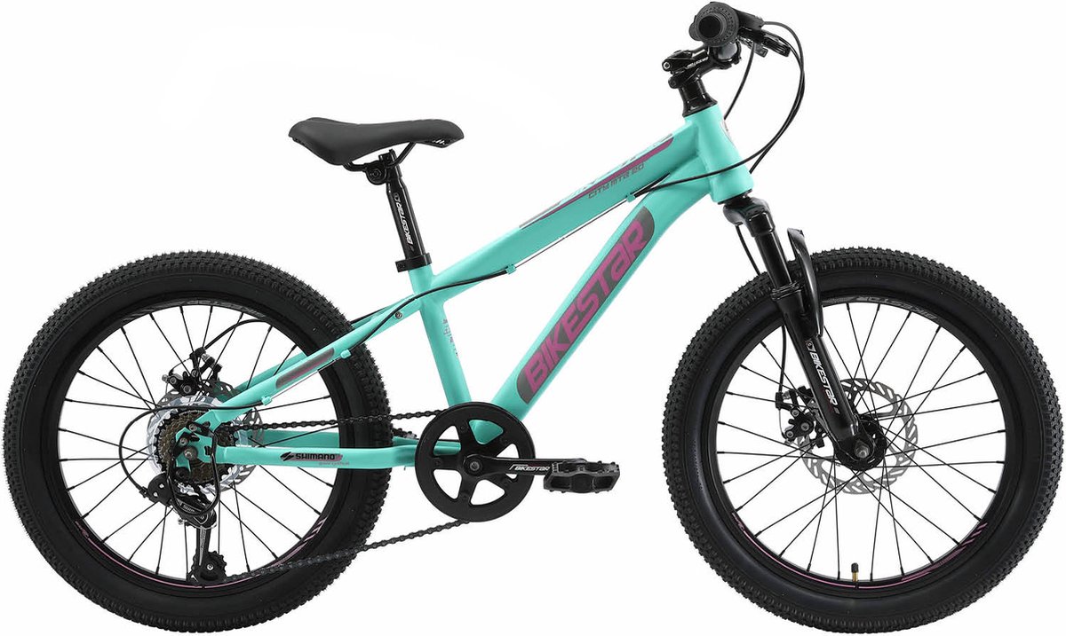bikestar kinderfiets mtb staal 7speed 20inch mintgroen