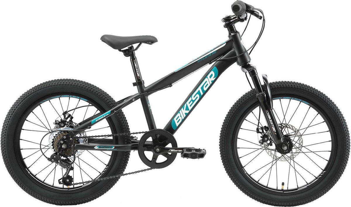 bikestar kinderfiets mtb staal 7speed 20inch zwart