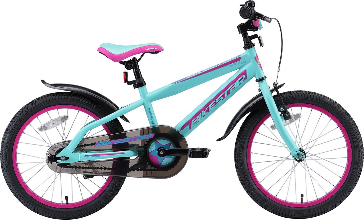 Bikestar kinderfiets Urban Jungle 18 inch turquoise/roze Kinderfiets kopen online