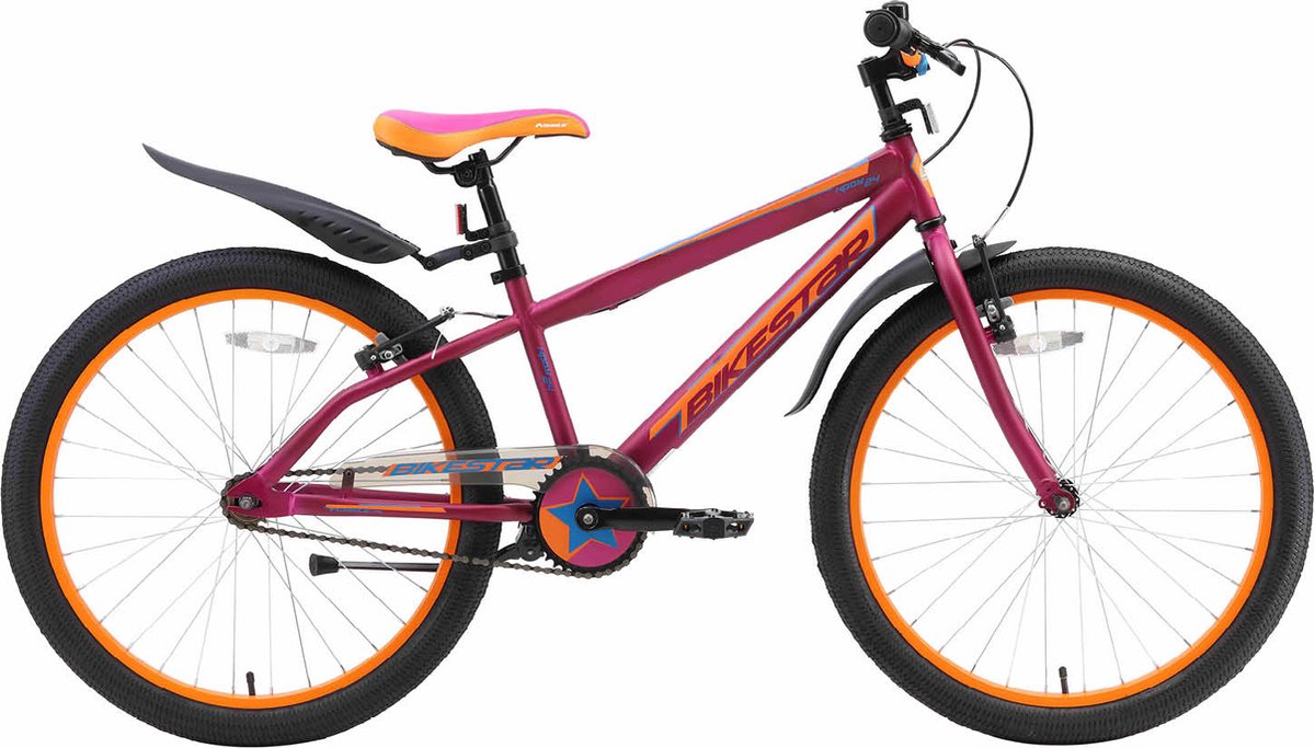 Bikestar kinderfiets Urban Jungle 24 inch paars/oranje Kinderfiets kopen online
