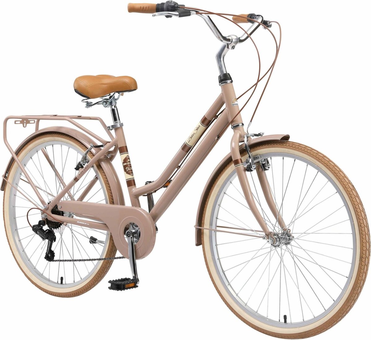 bikestar retro damesfiets 26 inch 7 sp derailleur bruin