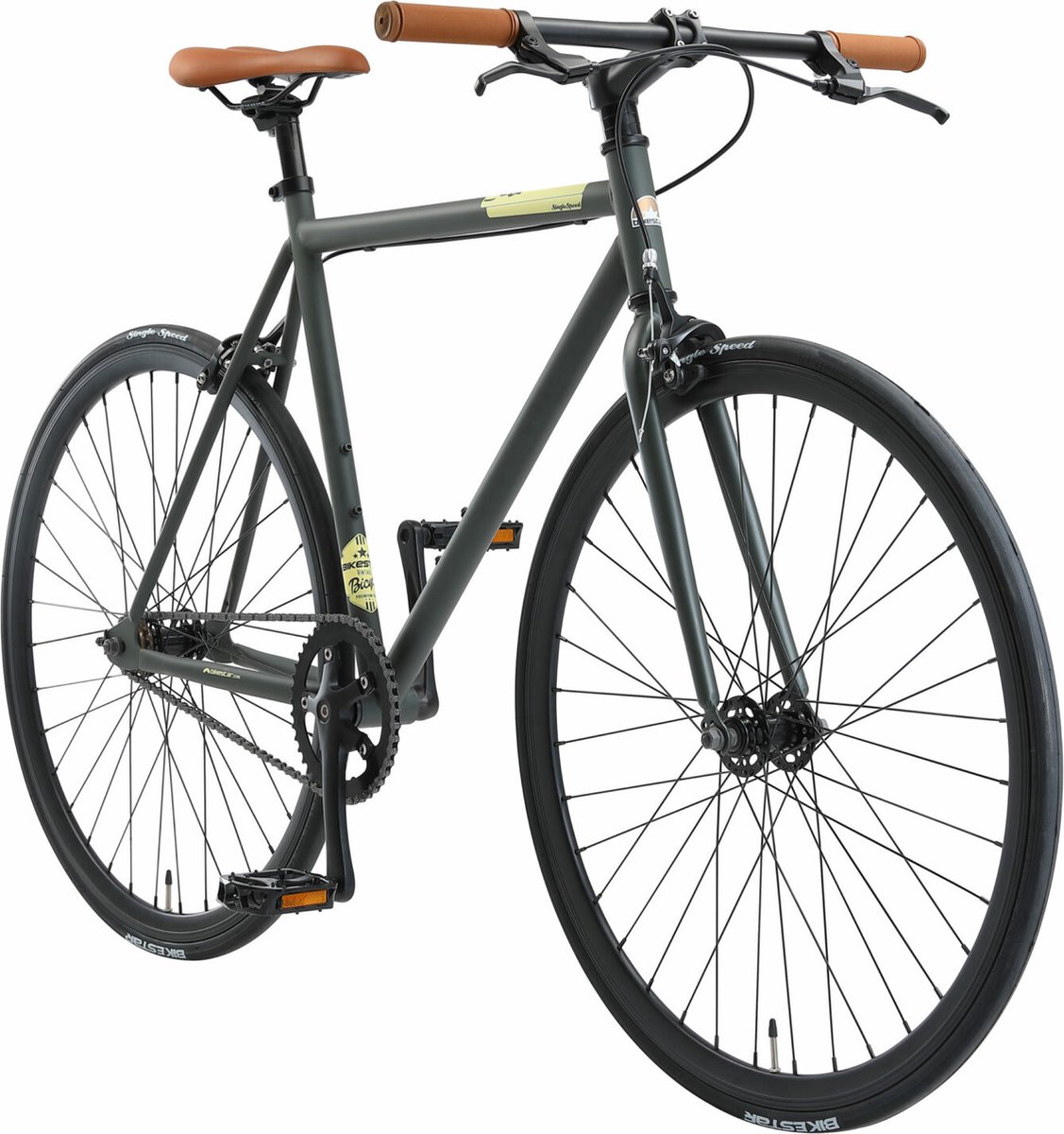 bikestar singlespeed 28 inch retro wielrenfiets antraciet beige