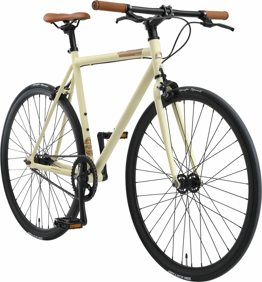 bikestar singlespeed 28 inch retro wielrenfiets beige bruin