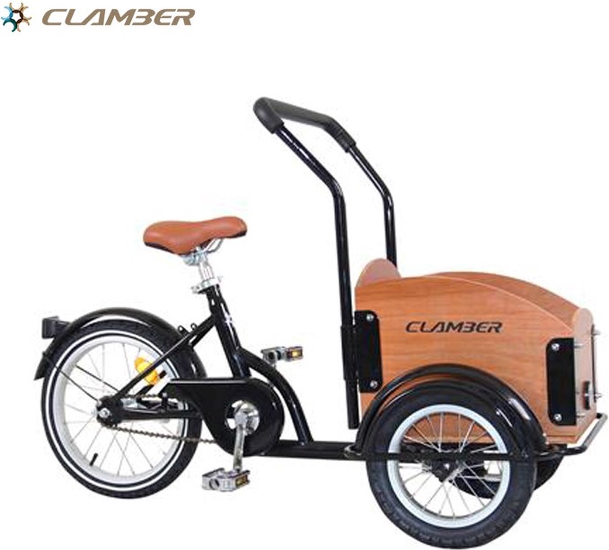 Clamber Kinder bakfiets zwart - 16inch Kinderfiets kopen online