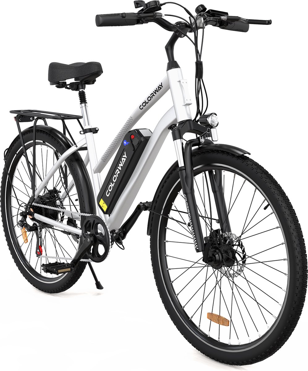 colorway bk27 elektrische fiets 28 inch 250w 36v 12ah zilver