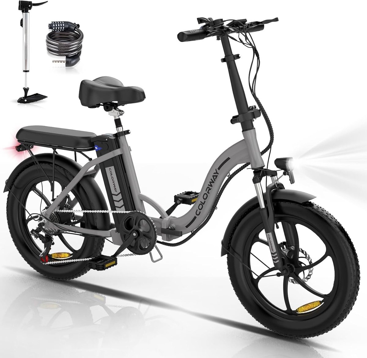 colorway elektrische fiets bk6s1 20 3 0 inch fat tire city commuter ebike met afneembare 36v 12ah lithium batterij opvouwbaar mountain e bike met 250w motor 7 versnellingen ip54 waterdicht