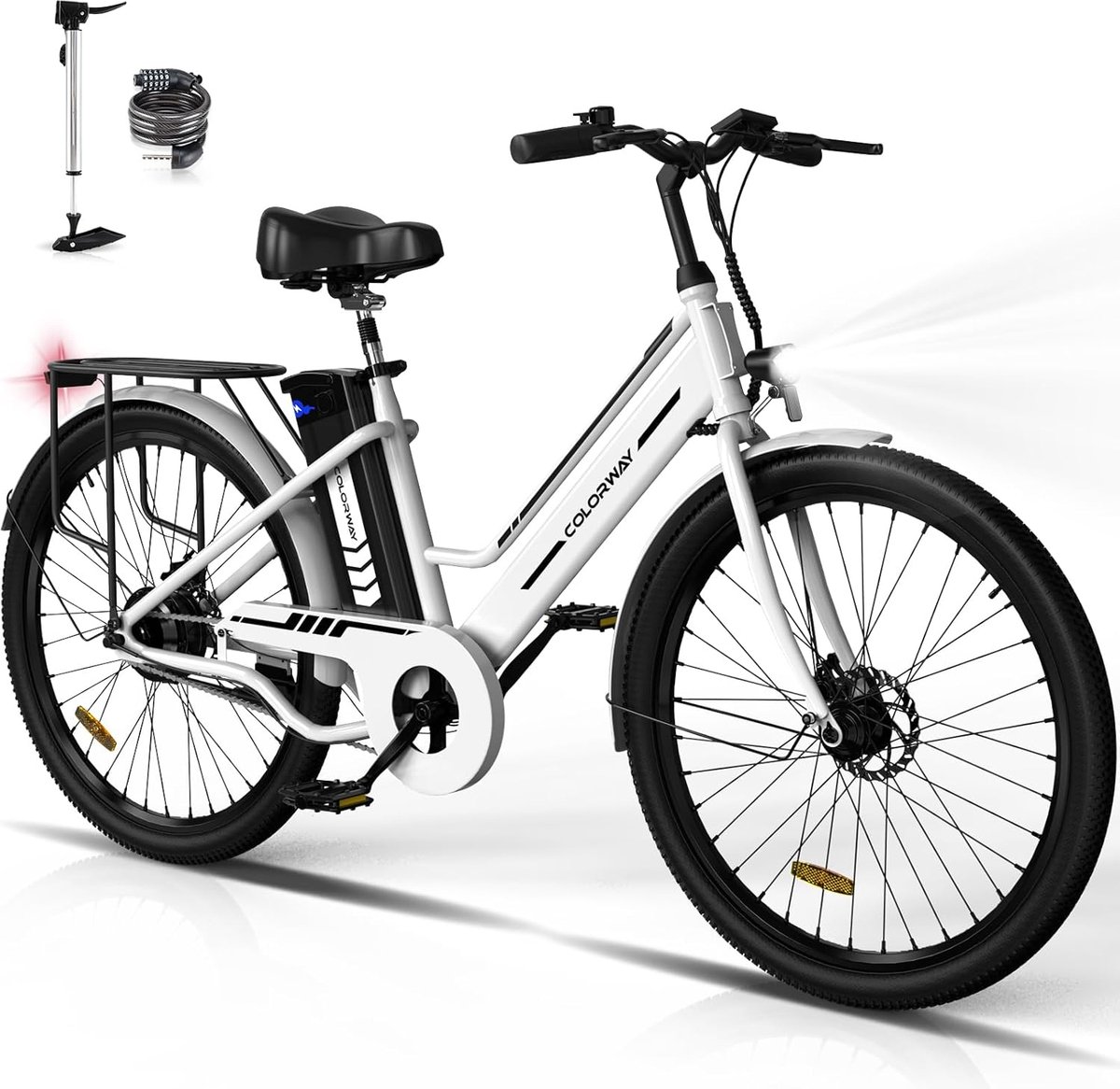 Colorway Elektrische Fiets BK8S - 26 Inch City Commuter EBike met Afneembare 36V 12Ah Lithium Batterij - E-Bike met 250W Motor - Damesfiets - IP54 Waterdicht Fiets (elektrisch) kopen online