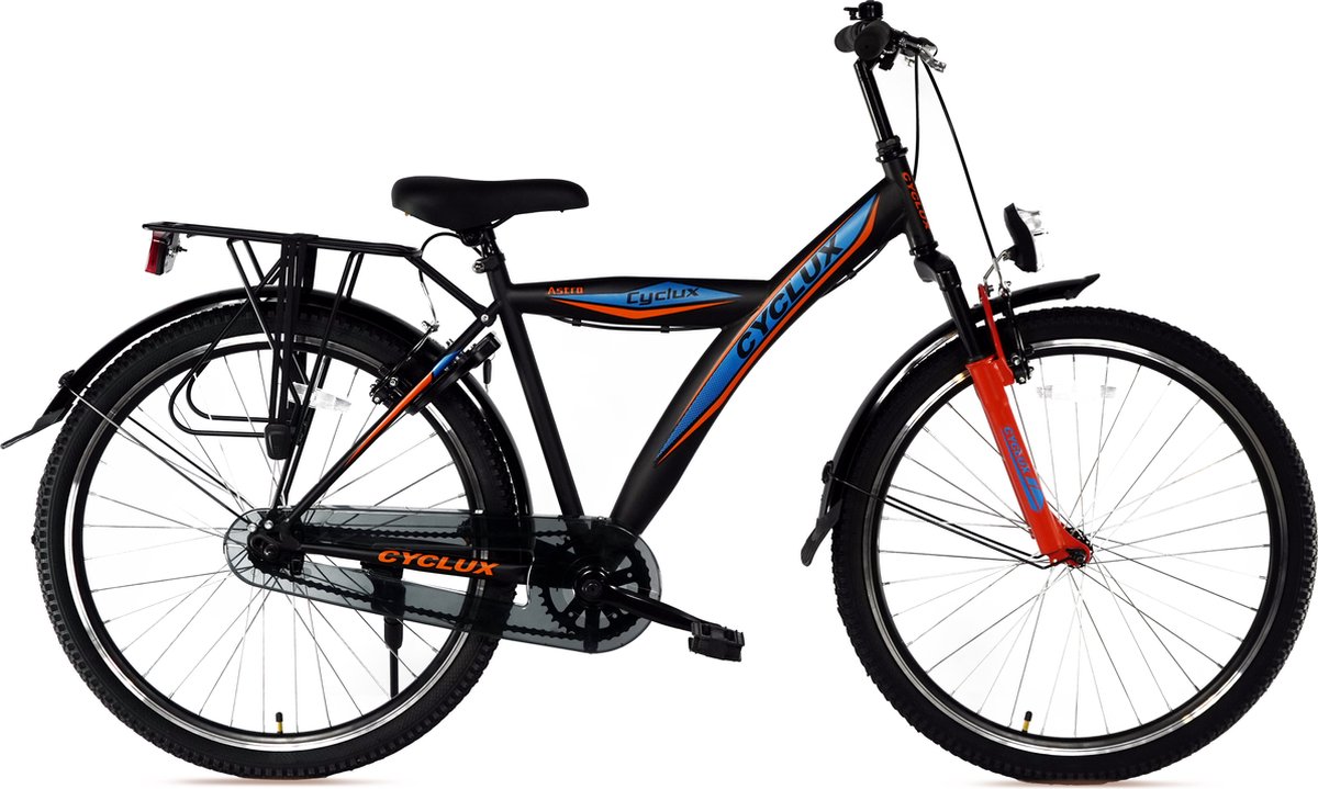 Cyclux Astro Jongensfiets 24 Inch Zwart Oranje Kinderfiets kopen online