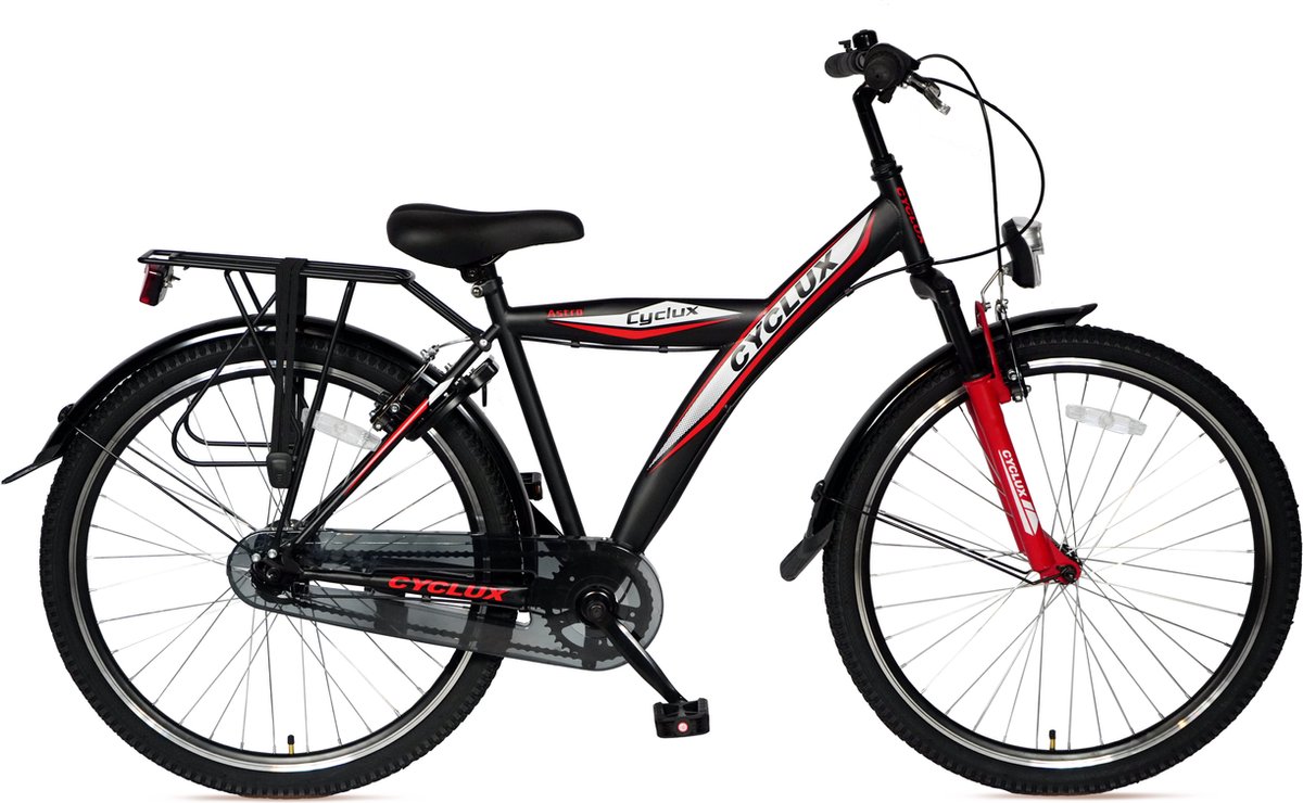 Cyclux Astro Jongensfiets 24 Inch Zwart Rood Kinderfiets kopen online