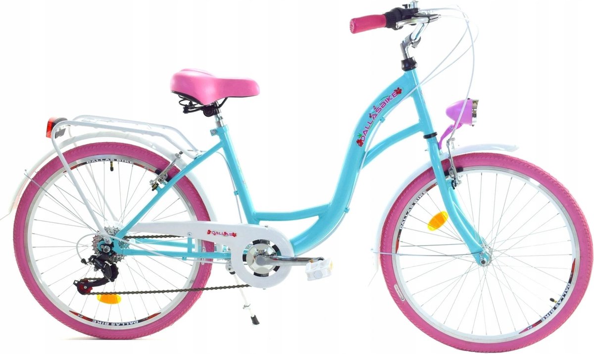 dallas bike meisjesfiets 26 inch 7 versnellingen zeegroen roze