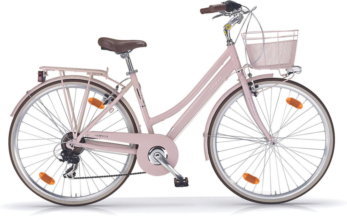 dames meisjes fiets bmb boulevard stads hybride roze 28 inch 18 versnellingen
