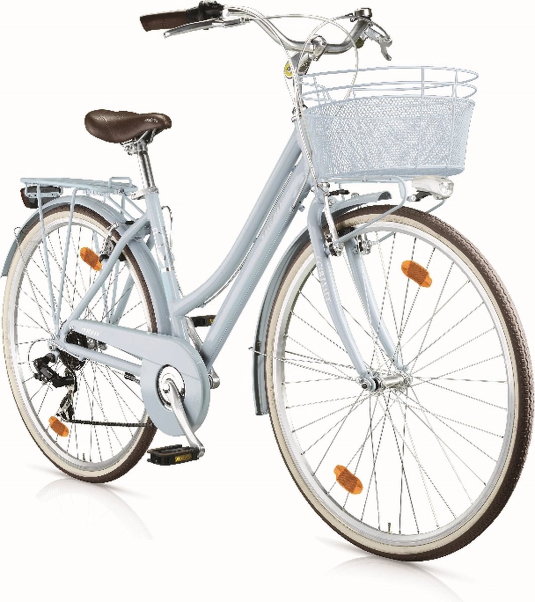 Dames - meisjes fiets Mbm Boulevard stads hybride blauw 28, 18 versnellingen Fiets kopen online