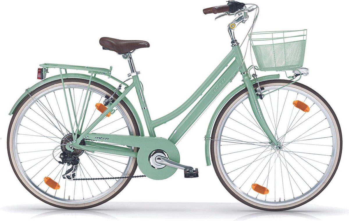 Dames - meisjes fiets Mbm Boulevard stads hybride groen 28 inch, 18 versnellingen Fiets kopen online