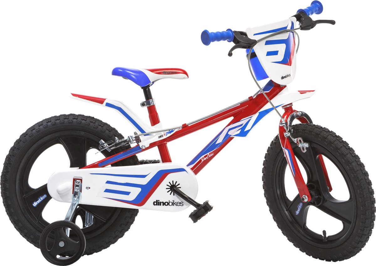 Dino R1 - Kinderfiets 16 Inch - van 4-6 Jaar - met Zijwieltjes - Jongensfiets Rood Kinderfiets kopen online