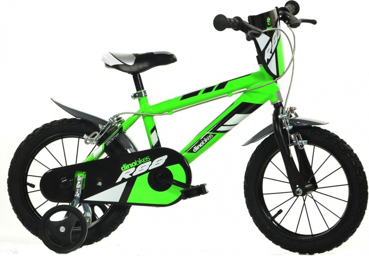 Dino R88 - Kinderfiets 14 Inch - van 3-5 Jaar - met Zijwieltjes - Jongensfiets Groen Kinderfiets kopen online