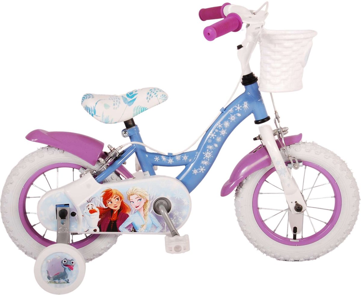 Disney Frozen 2 Kinderfiets - Meisjes - 12 inch - Blauw/Paars - Twee handremmen Kinderfiets kopen online