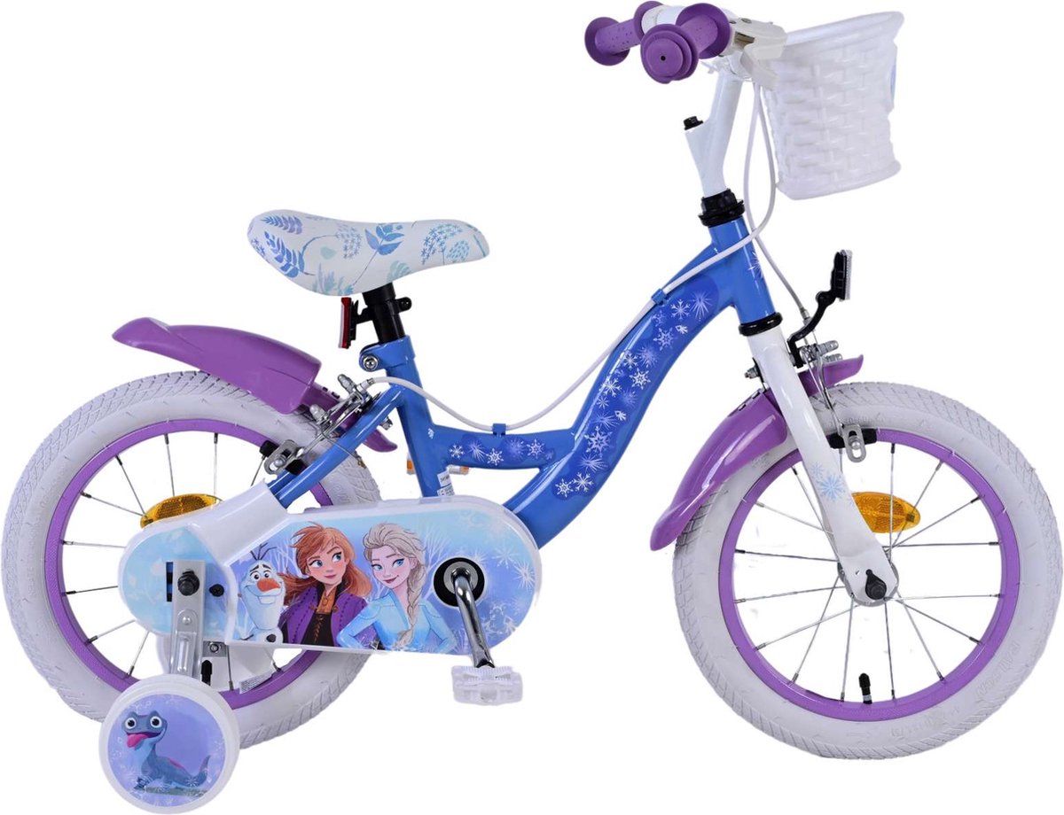 Disney Frozen 2 Kinderfiets - Meisjes - 14 inch - Blauw/Paars - Twee handremmen Kinderfiets kopen online
