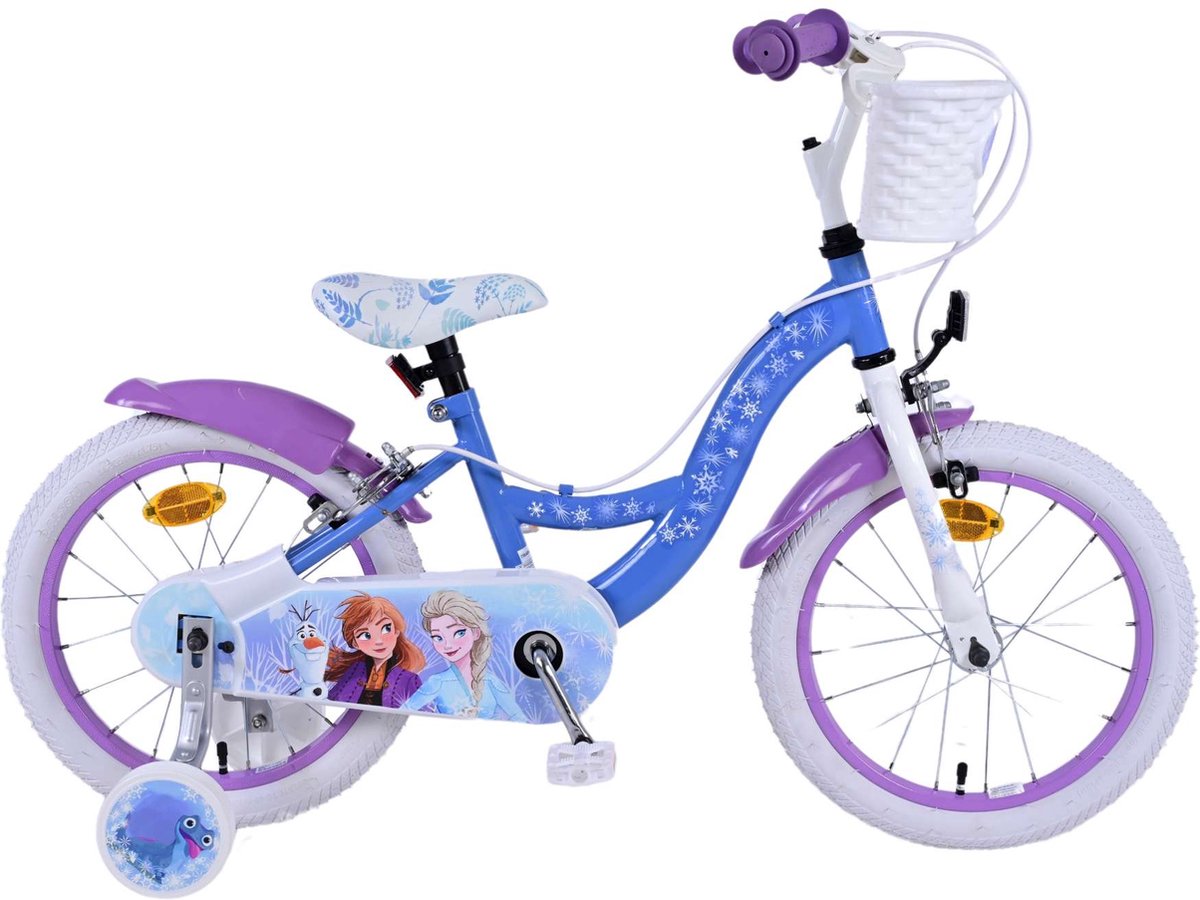 disney frozen 2 kinderfiets meisjes 16 inch blauw paars twee handremmen