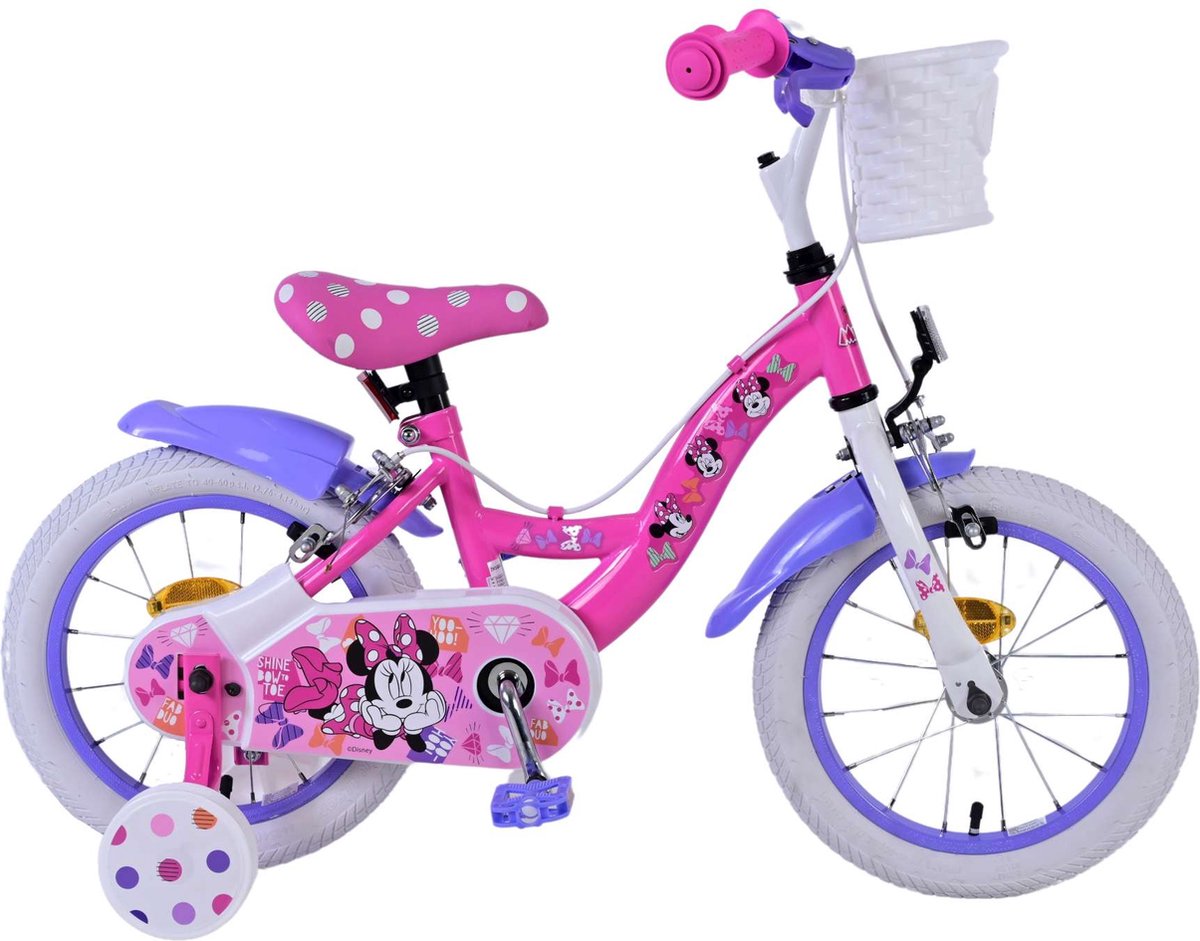 Disney Minnie Kinderfiets - Meisjes - 14 inch - Roze - Twee handremmen Kinderfiets kopen online