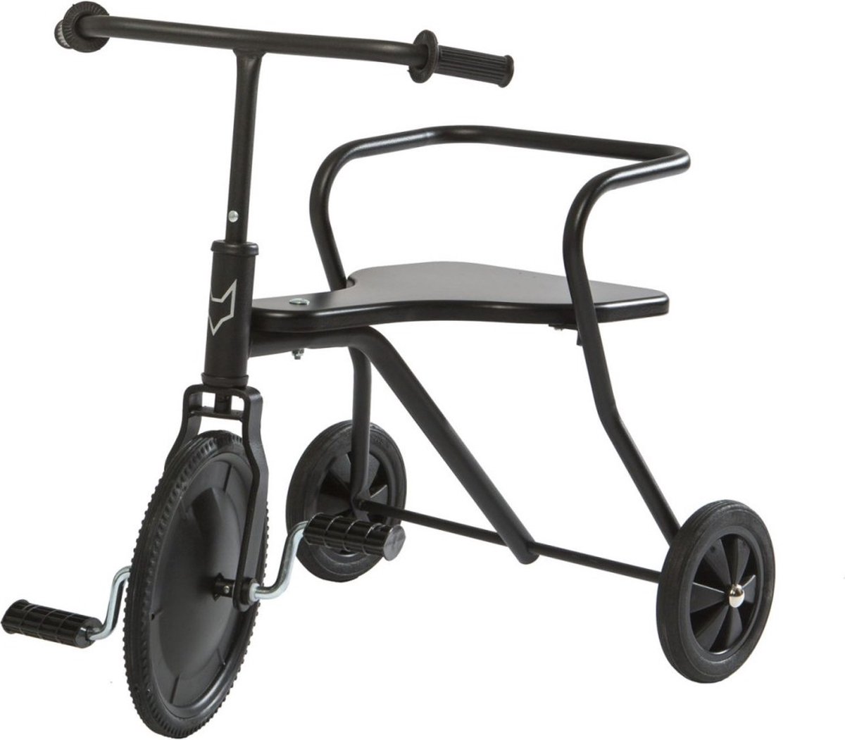 driewieler klassiek geen versnellingen houten zitting driewielfiets zwart