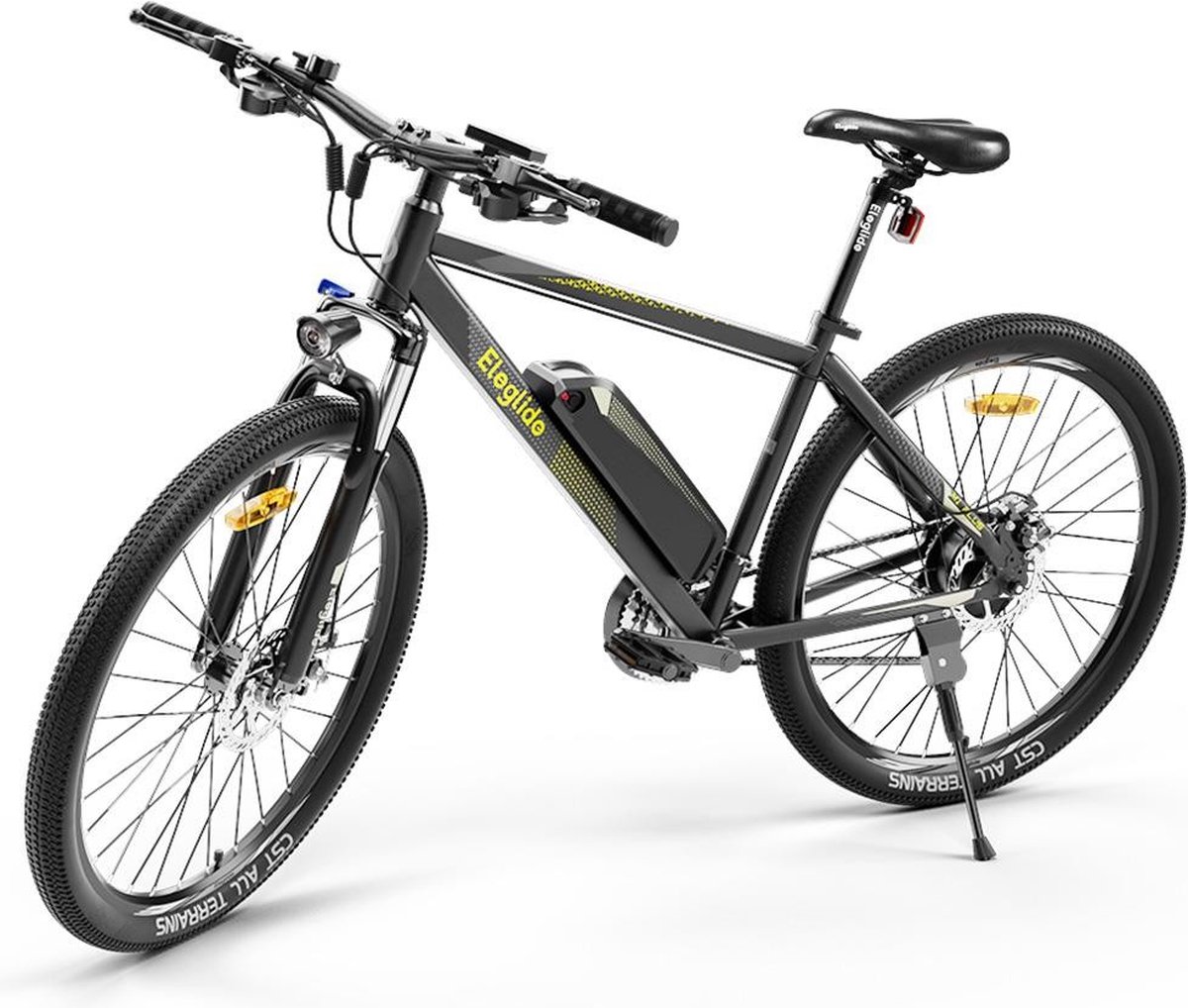 eleglide m1 plus elektrische bromfiets 27 5 inch band 250w motor dual 36v 12 5ah batterijen 25km h snelheid 21 versnellingen shimano versnelling dubbele schijfrem met app bediening zwart