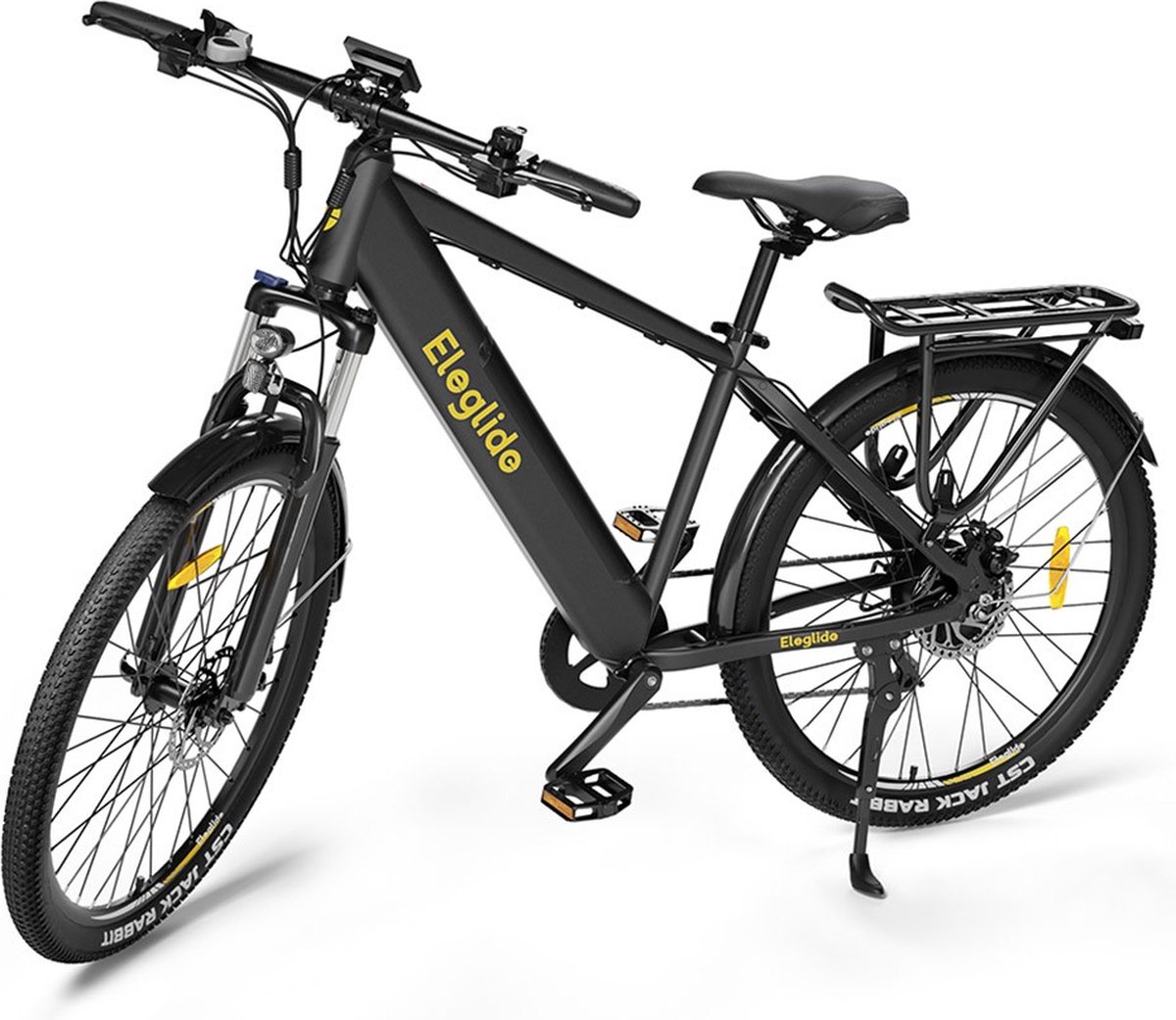 eleglide t1 elektrische trekking e bike 27 5 inch banden 36v 13ah batterij 250w motor shimano 7 versnellingen max snelheid 25km h max bereik 100km ipx4 waterdicht dubbele schijfrem zwart