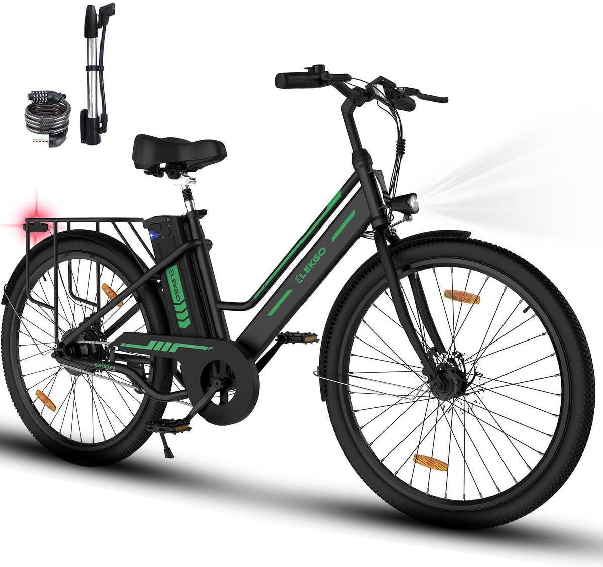 ELEKGO Elektrische Fiets EG08S - 26 Inch City Commuter EBike met Afneembare Lithium Batterij - E-Bike met 250W Motor - Damesfiets - IP54 Waterdicht Fiets (elektrisch) kopen online