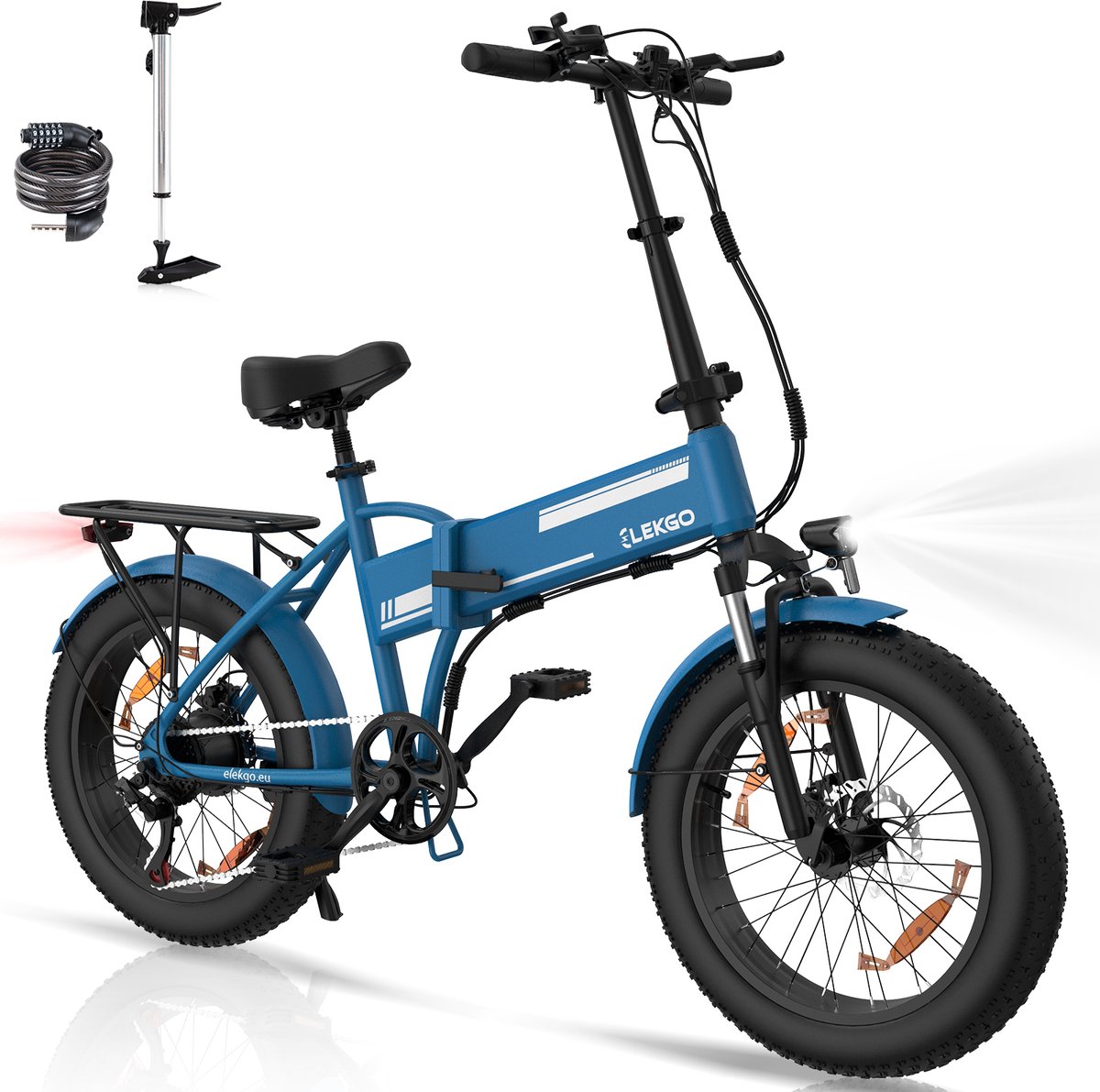 ELEKGO Elektrische Fiets EG10 - 20*4.0 Inch Fat Tire City Commuter EBike met Afneembare 36V 12Ah Lithium Batterij - Opvouwbaar Mountain E-Bike met 250W Motor- 7 Versnellingen - IP54 Waterdicht Fiets (elektrisch) kopen online