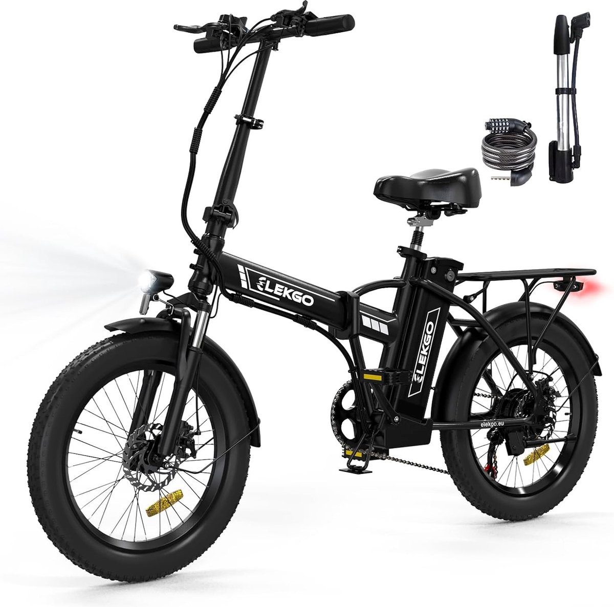 ELEKGO Elektrische Fiets EG11 - 20*3.0 Inch Fat Tire City Commuter EBike met Afneembare 36V 12Ah Lithium Batterij - Opvouwbaar Mountain E-Bike met 250W Motor - 7 Versnellingen - IP54 Waterdicht Fiets (elektrisch) kopen online