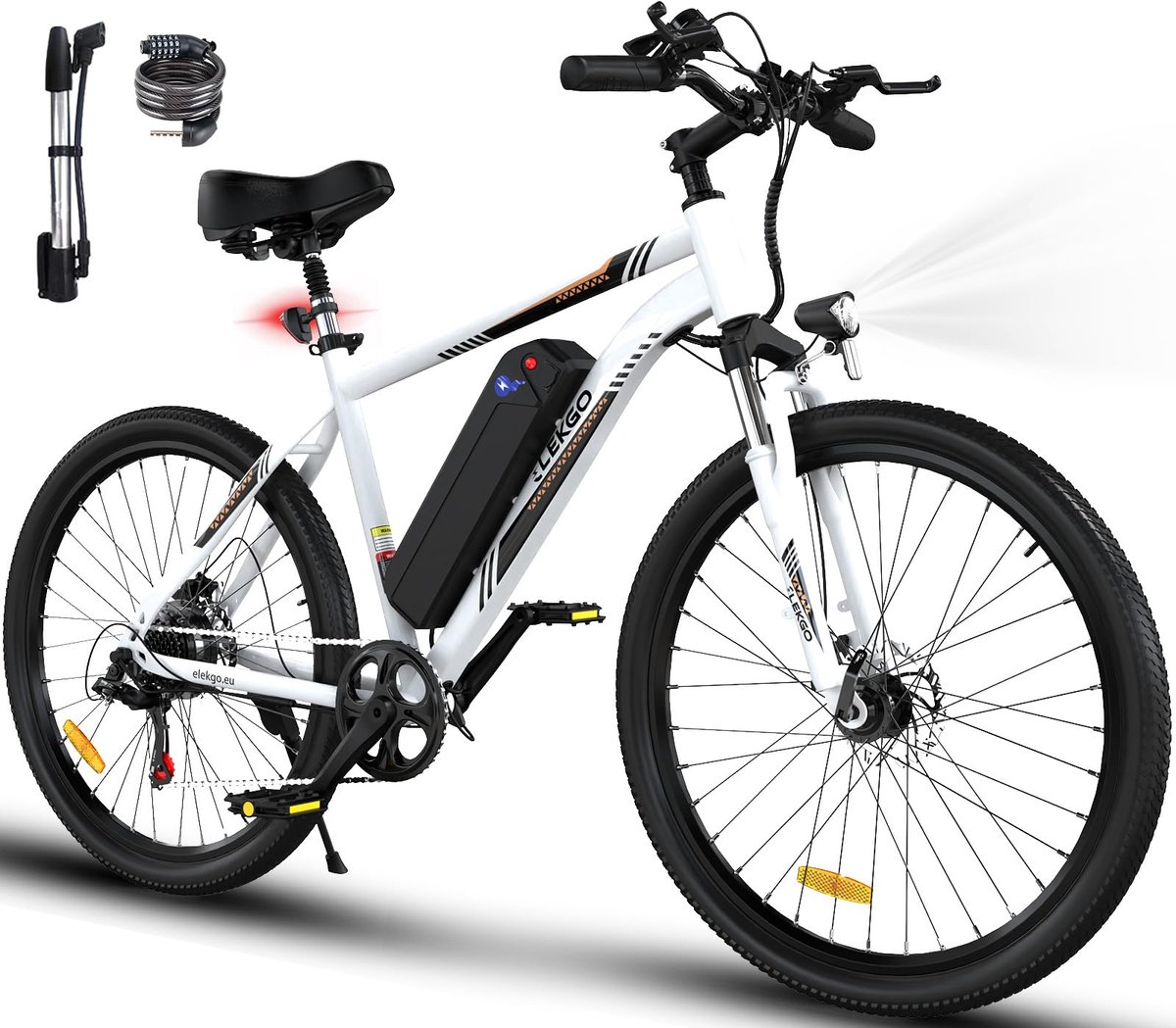 elekgo elektrische fiets eg15 26 inch city commuter ebike met afneembare 36v 12ah lithium batterij mountain e bike met 250w motor 7 versnellingen ip54 waterdicht