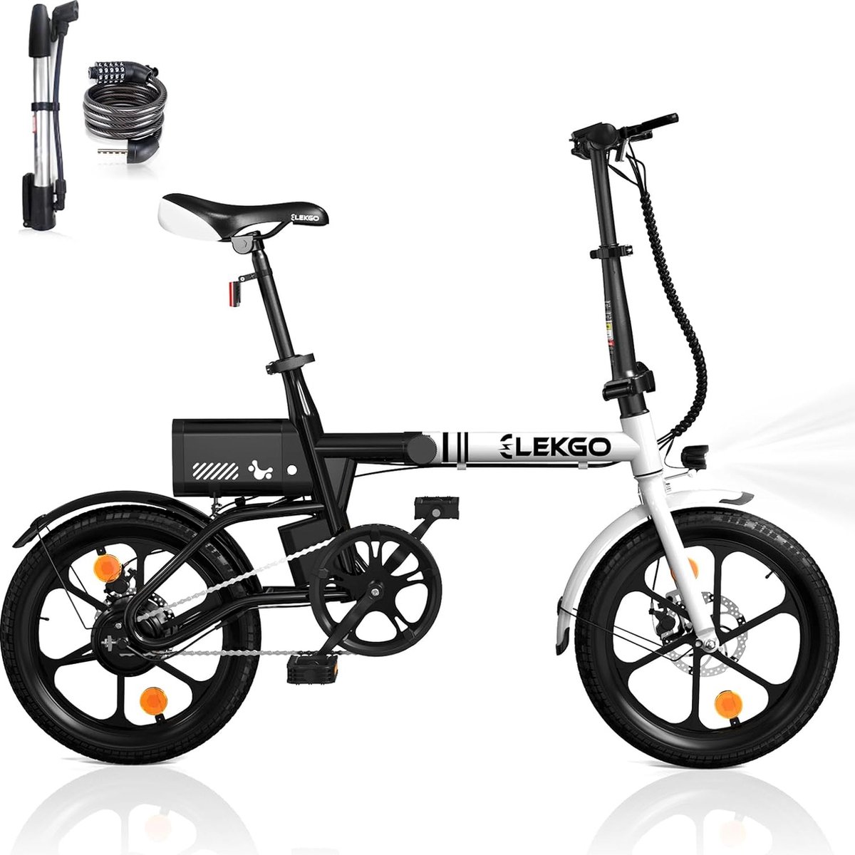 ELEKGO Elektrische Fiets EG35 - 16 Inch City Commuter EBike met Afneembare 36V 6Ah Lithium Batterij - Opvouwbaar E-Bike met 250W Motor - IP54 Waterproof Fiets (elektrisch) kopen online