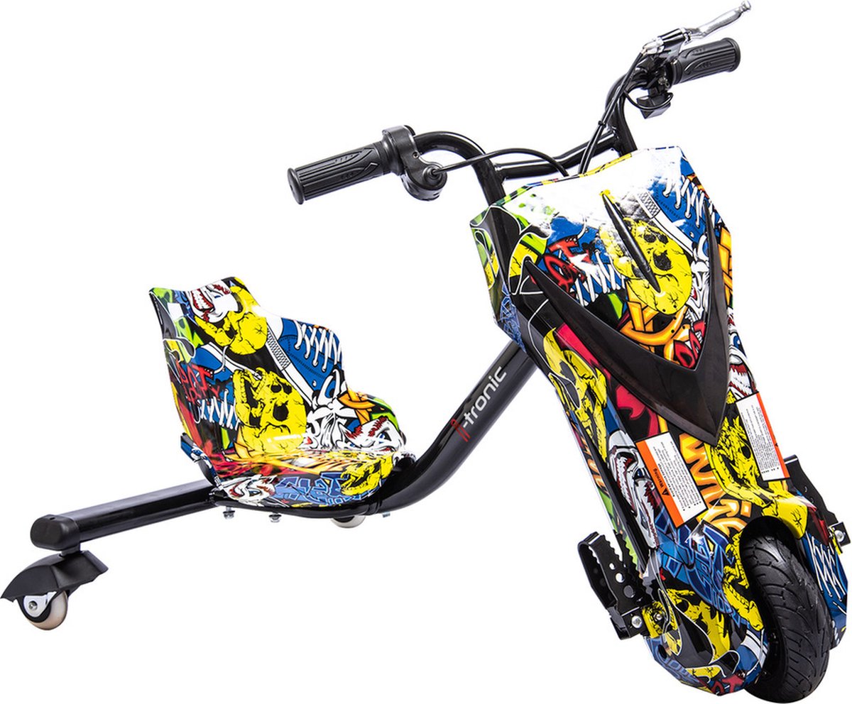elektrische drift trike kart 250w 36v graffiti zwart