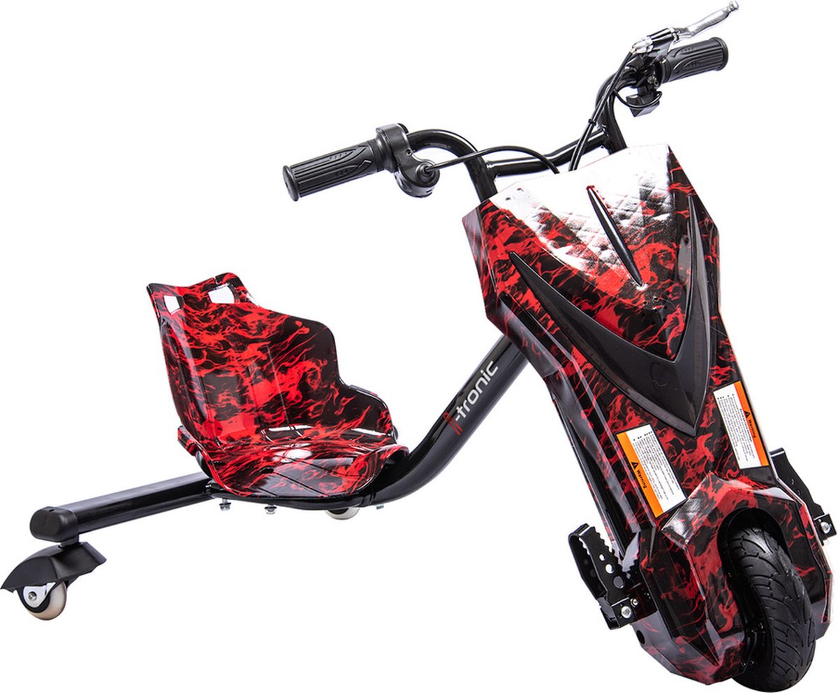 elektrische drift trike kart 250w 36v vlammen rood