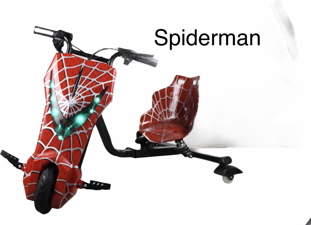 elektrische drift trike karts met vering en led verlichting drie racestanden spiderman