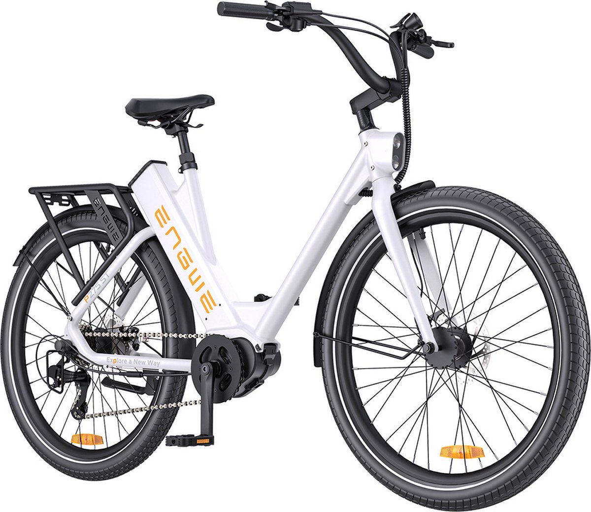 ENGWE P275 ST Urban elektrische fiets, 250W borstelloze middenmotor met koppelsensor, 36V 19,2Ah accu, maximaal bereik van 260 km, hydraulische schijfrem, 27,5'' spaakbanden, SHIMANO 9-speed - Wit Fiets (elektrisch) kopen online