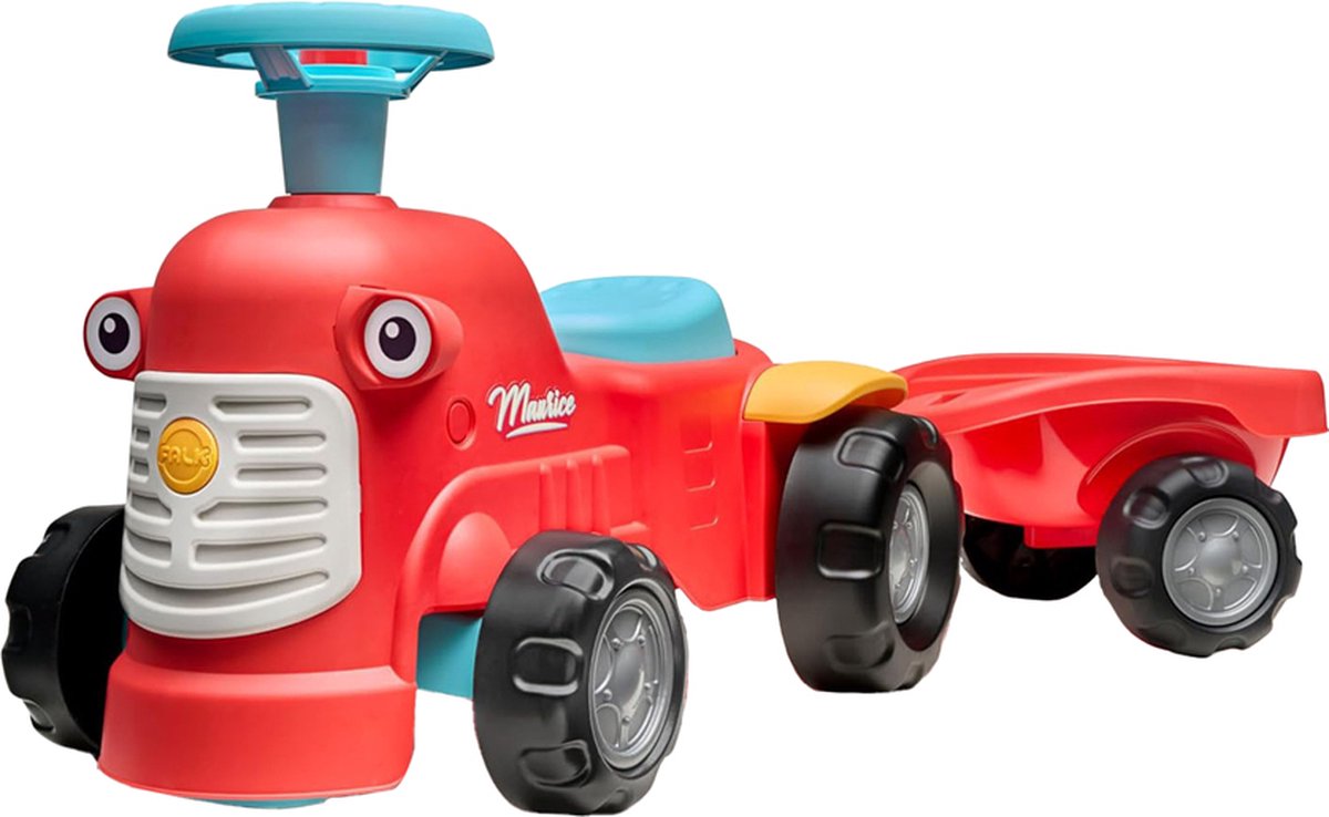 falk looptractor maurice met trailer rood
