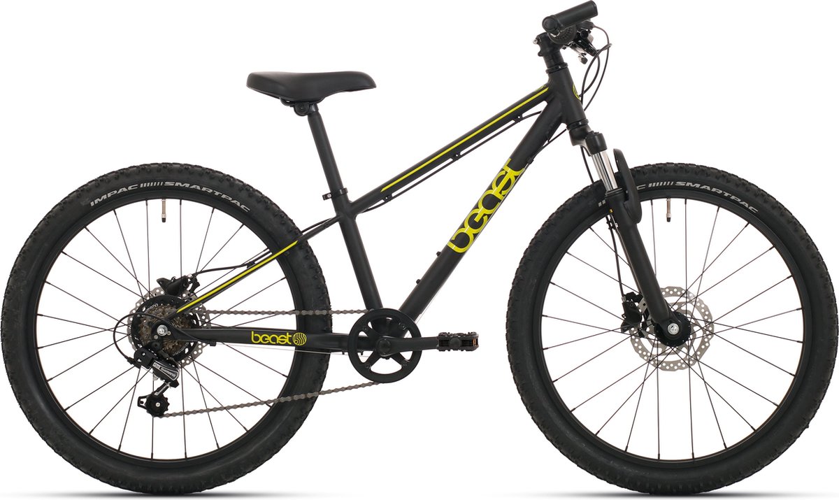 fiets bfk 24 the beast mtb 6v disc zwart geel