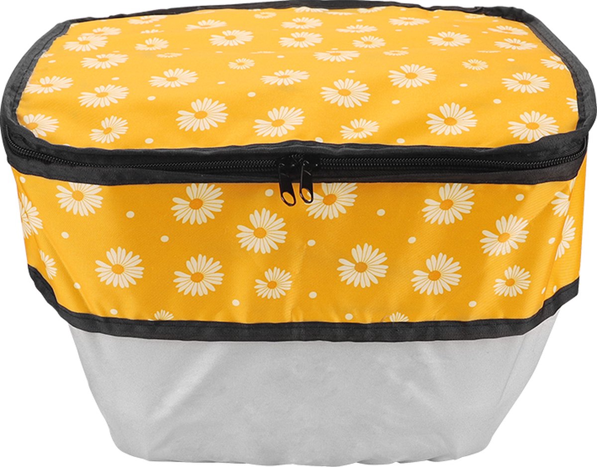 fietskrat afdekhoes mand krat hoes waterdicht bloemen geel madeliefje 31x33x26cm