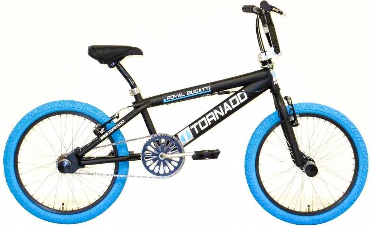 freestyle bmx 20 royal bugatti mat zwart met blauwe banden