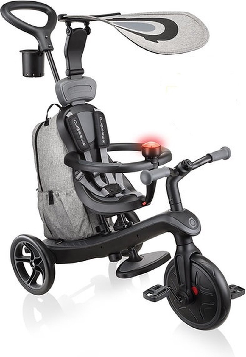 globber trike 4 in 1 deluxe play in zwart grijs